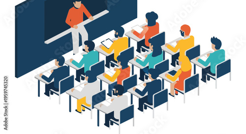 Students sitting in classroom setting.