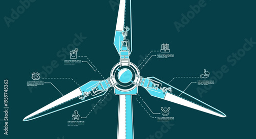 Wind turbine blade industrial design.