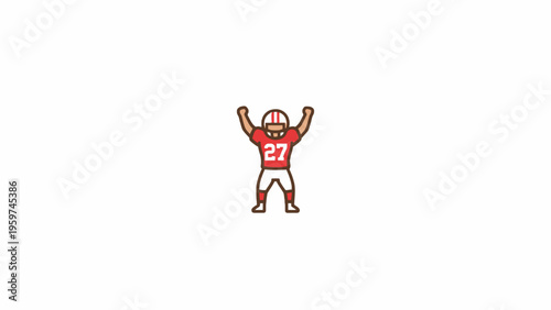 American Football Player Icon Celebrating Touchdown