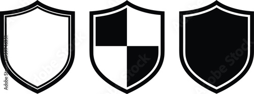 Security shield icons set for protection and safety isolated cad drawing flat vector illustration for cyber security data privacy and insurance