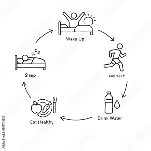 set of healthy life style vector design 