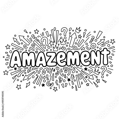 Amazement A Whimsical Hand-Drawn Illustration Capturing Wonder and Surprise with Explosive Elements