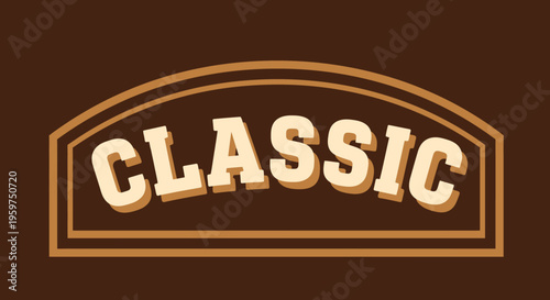 Classic Word Text Logo Emblem on Brown Background