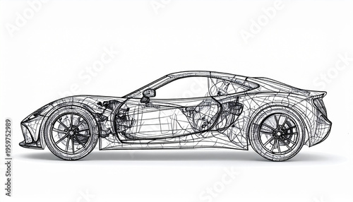 Detailed sports car side view.