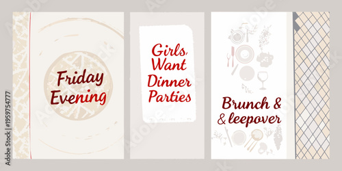 A series of instagram story templates with text and decorative elements