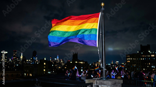 Wallpaper Mural Rainbow flag waving during a pride celebration night Torontodigital.ca