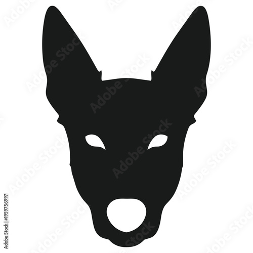 Dog face front silhouette vector illustration isolated on white background for animal portrait concept