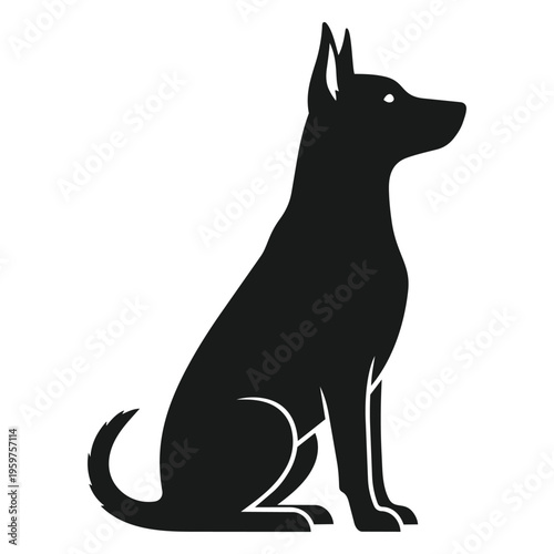 Sitting dog silhouette vector illustration isolated on white background for pet training and behavior concept