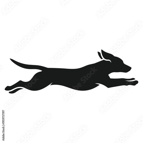 Running dog silhouette vector illustration isolated on white background for speed and motion concept