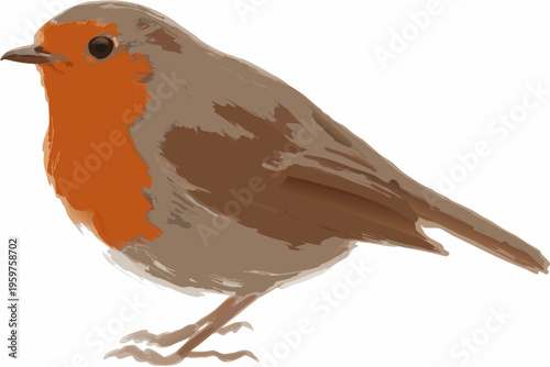 A charming illustration of a european robin perched on a branch