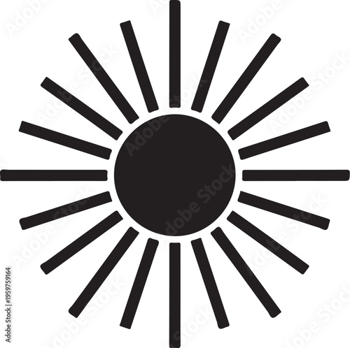 Black sunburst, solar flare, rays icon, vector symbol
