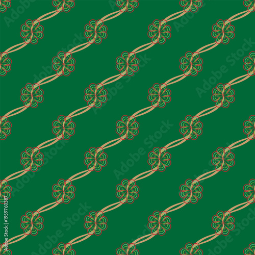 Abstract flowers on diagonal line seamless pattern.