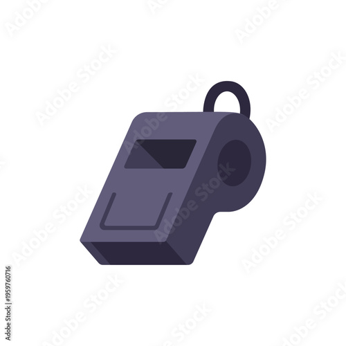 black whistle, sports referee, colorful vector flat style illustration