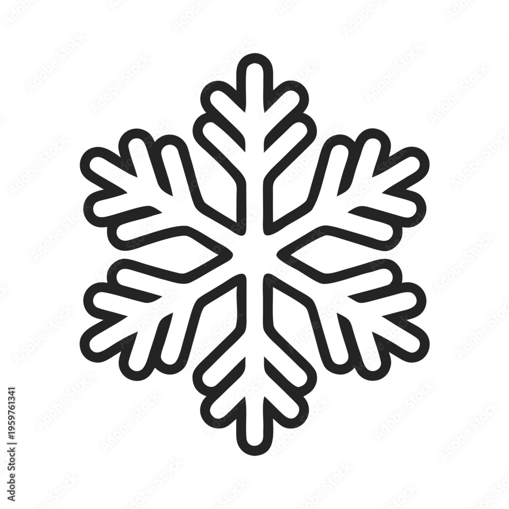 Obraz premium Minimalist Snowflake Icon Vector – Winter, Cold Weather and Christmas Design Symbol