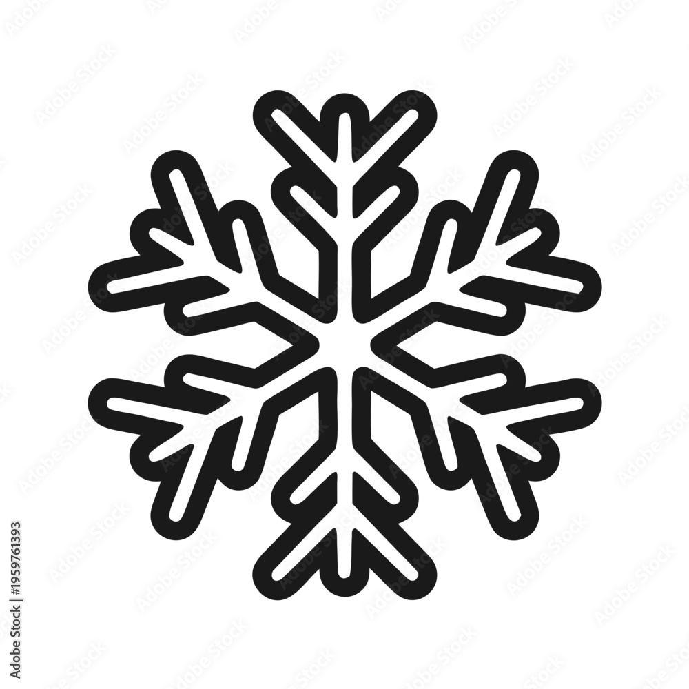 Fototapeta premium Minimalist Snowflake Icon Vector – Winter, Cold Weather and Christmas Design Symbol