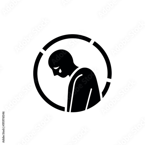 Depressed Person Silhouette Icon.