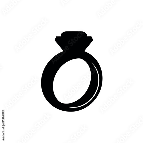 Diamond Ring Silhouette Icon.
