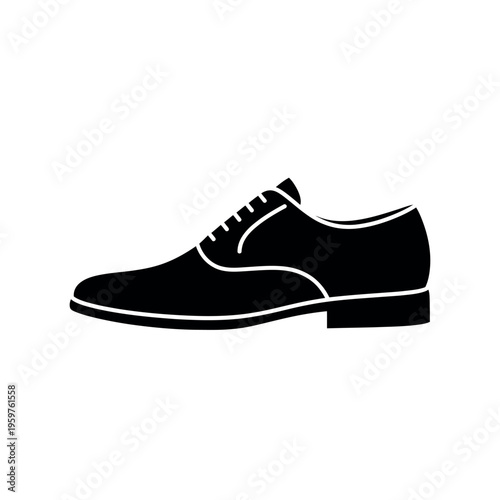 Elegant Black Oxford Shoe Icon.