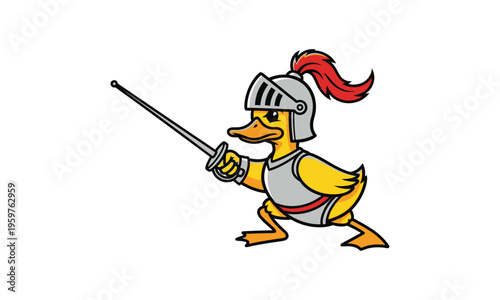 Duck knight with sword vector art