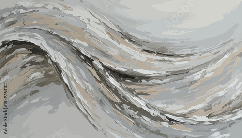 Based on the visual patterns and textures, this image is an
abstract textured oil or acrylic painting featuring flowing, circular, or swirled motifs in a neutral color palette