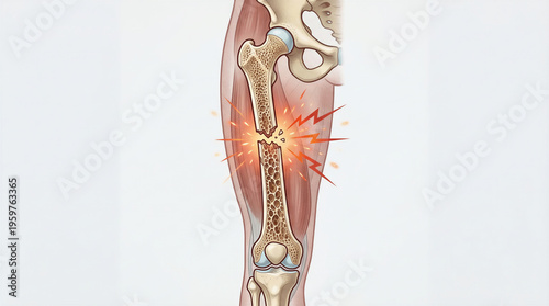 Wallpaper Mural Human femur bone showing a comminuted fracture with pain flashes Torontodigital.ca