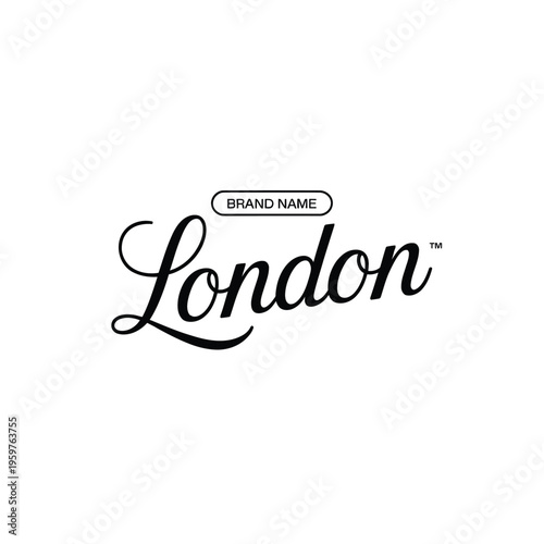 Elegant logo design featuring the word london and a brand name rectangle