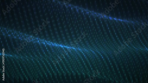 Abstract Digital Waveform Pattern in Neon Blue and Teal on Dark Background