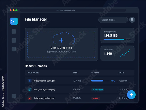 Cloud Storage File Manager Drag and Drop