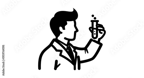 Businessman holding a money bag while looking thoughtful in a minimalist vector style.