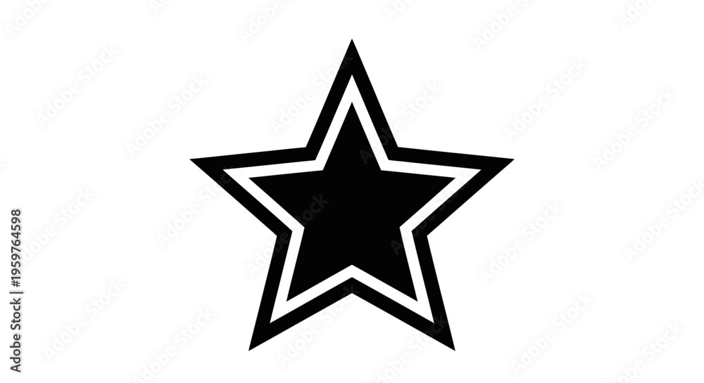 Fototapeta premium Bold black and white star icon isolated on a plain background for design or symbolic usage.