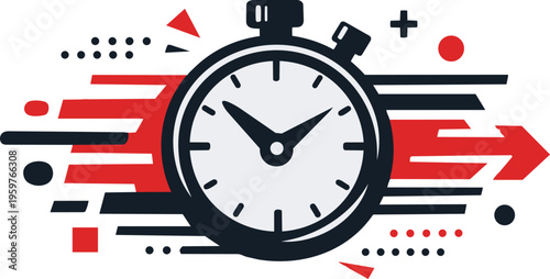 Stopwatch Speed Motion Concept Fast Time Abstract Flat Vector Illustration