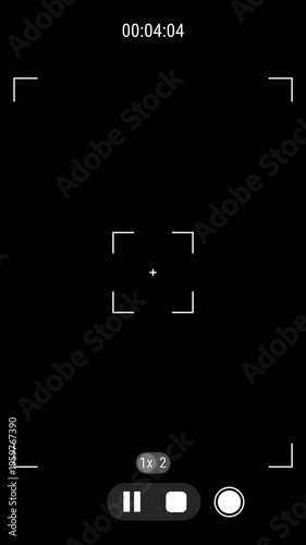 Vertical phone camera interface recording screen overlay timer viewfinder