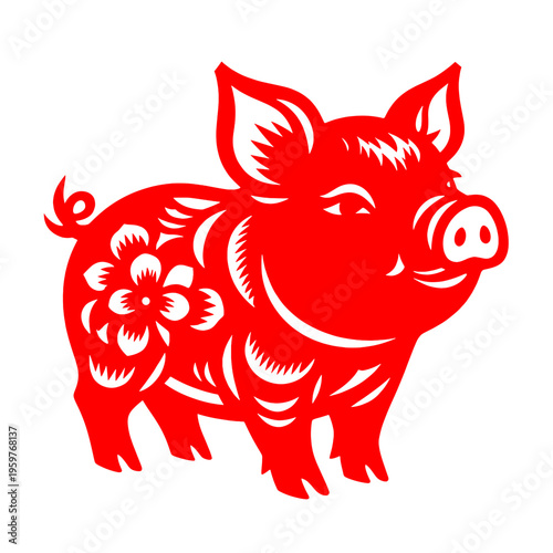 red pig cartoon