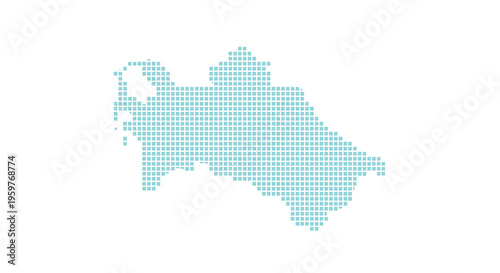 Pixelated turquoise outline of a landmass resembling a teapot on white background high quality professional detailed
