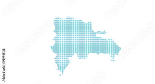 A pixelated light blue representation of the island nation of haiti on white high quality professional