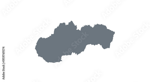 A dark gray silhouette depicts the geographical shape of slovakia against a white background high quality