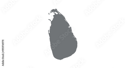A monochromatic silhouette depicts the island nation of sri lanka against a white background high quality