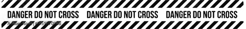 Industrial black and white diagonal stripe danger tape vector with repeating danger do not cross text for construction and safety zone boundaries