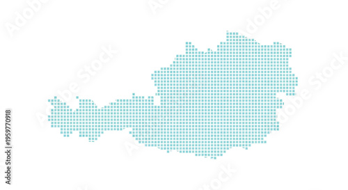 A teal dotted representation of the country of austria showcasing its geographical shape high quality professional