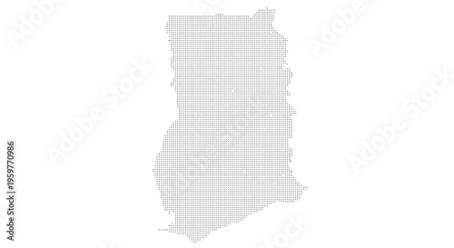 A dotted representation of ghana s geographical outline showcasing the west african nation s shape