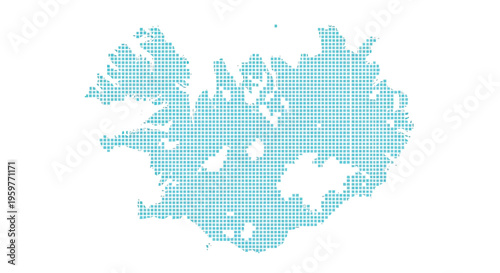 A teal dotted representation of the island nation of Iceland showcasing its geographical shape high quality