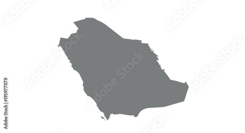 A grayscale silhouette depicting the geographical shape of the kingdom of saudi arabia high quality professional