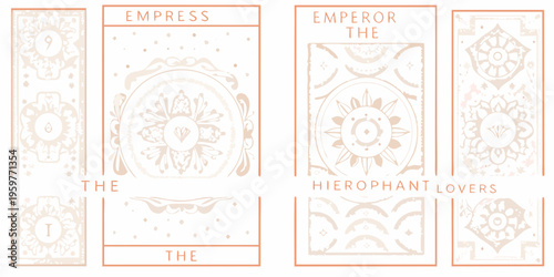 Four tarot cards displayed empress emperor lovers and hierophant