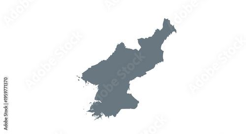 A simplified dark blue outline depicting the geographical shape of north korea high quality professional detailed