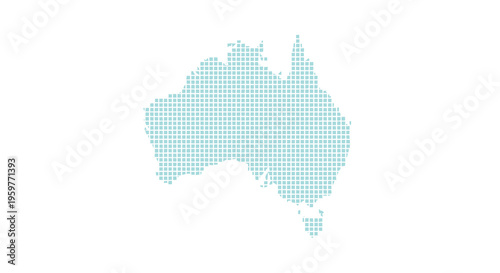 A light blue dotted representation of the continent and country of Australia high quality professional detailed