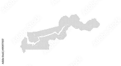 Abstract representation of a river or coastline formed by dense black dots high quality professional detailed