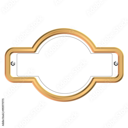 Luxury gold ornamental frame with scalloped shape, elegant decorative border isolated on white background vector SVG.