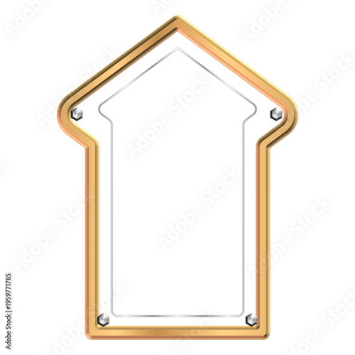 Luxury gold ornamental frame with scalloped shape, elegant decorative border isolated on white background vector SVG.