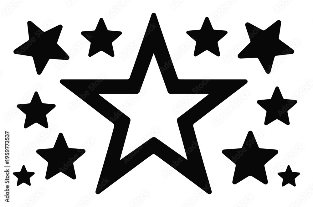 Fototapeta premium Black Star Shapes Vector Illustration