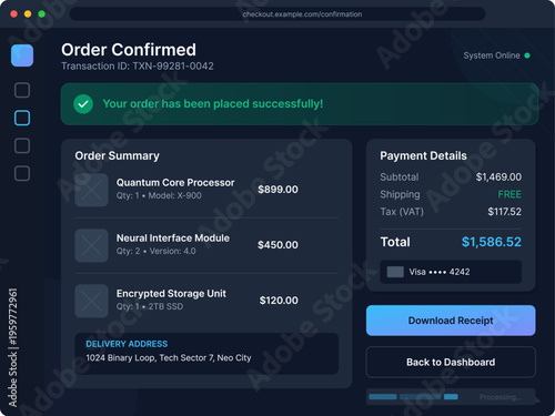 Computer Components Online Order Confirmation